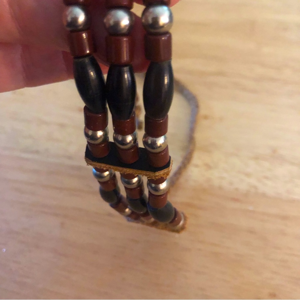 Hand crafted unisex leather and bead bracelet Vintage - Picture 5 of 5